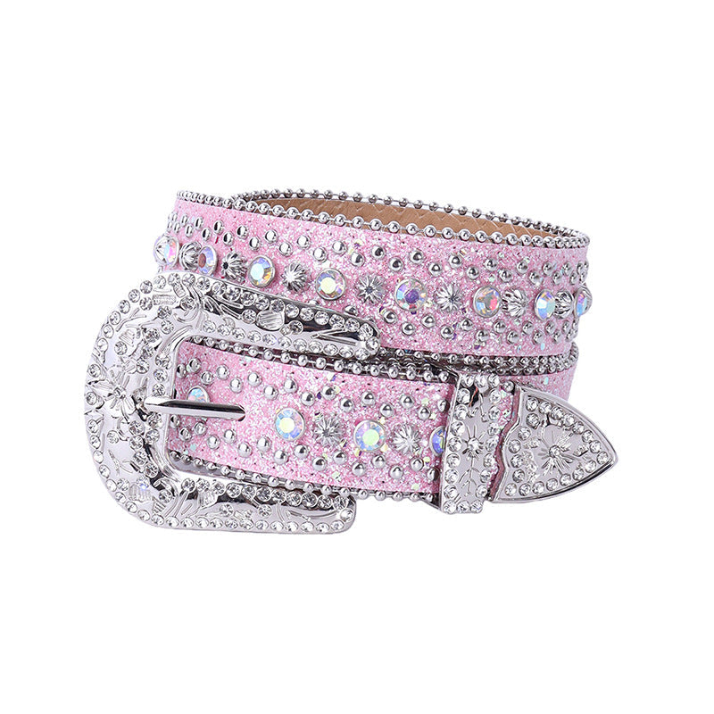 Hip-hop punk rhinestone belt artificial diamond