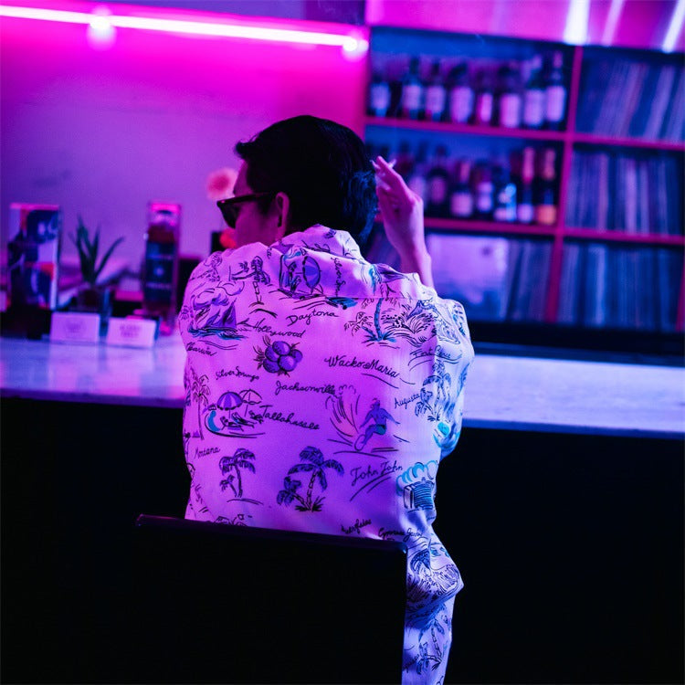GUILTYPARTIES TIGER Shirts Island Coconut Surfing Leisure Travel Rayon Hawaiian Short Sleeve Shirt