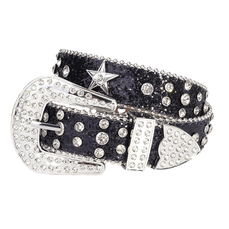 Hip-hop punk rhinestone belt kidsy2k five-pointed star decoration