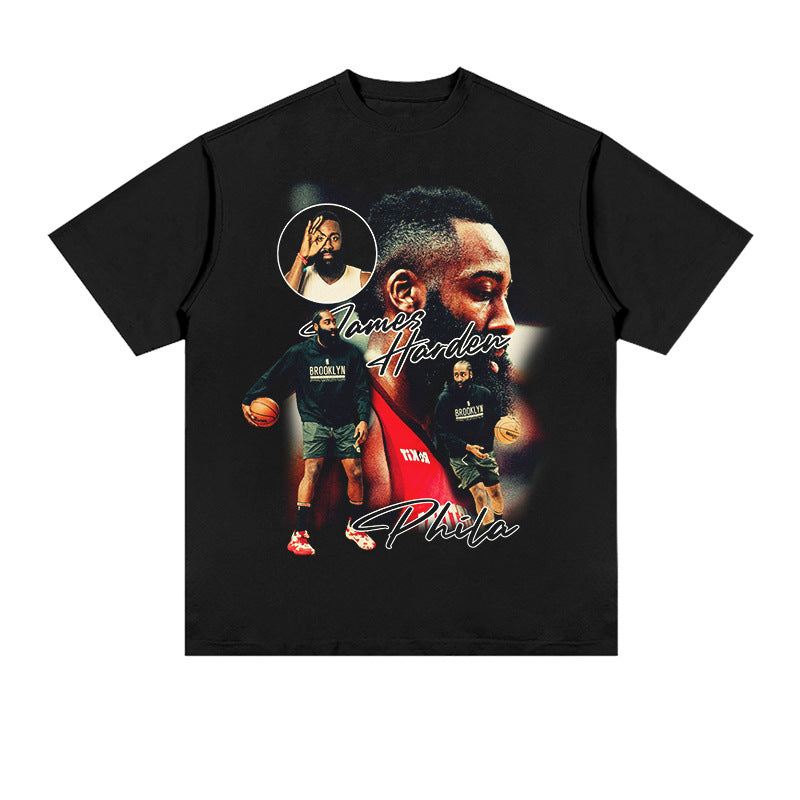 Nba T Shirt Male and Female Trendy Brand Washed Old Short-Sleeved T-shirt Pure Cotton High-quality pure cotton comfortable and trendy clothing