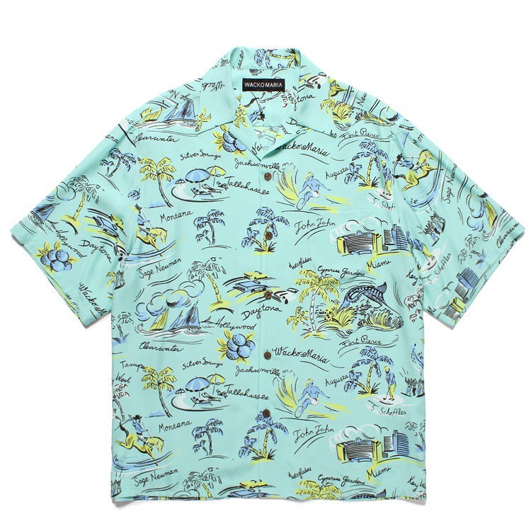 GUILTYPARTIES TIGER Shirts Island Coconut Surfing Leisure Travel Rayon Hawaiian Short Sleeve Shirt