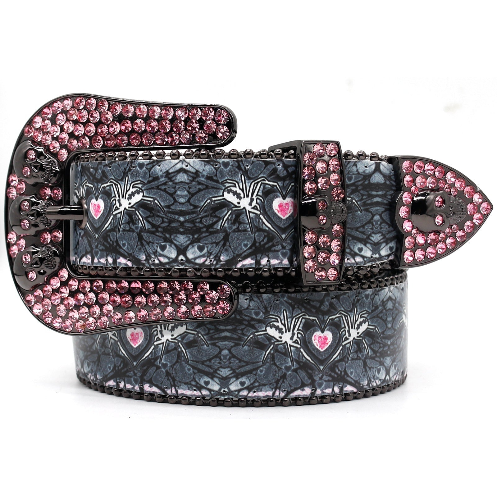 Hip-hop punk rhinestone belt skull alloy pin buckle
