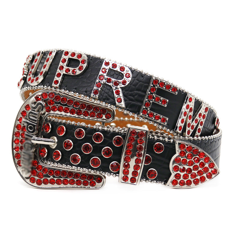 Hip-hop punk rhinestone belt punkletter pin buckle