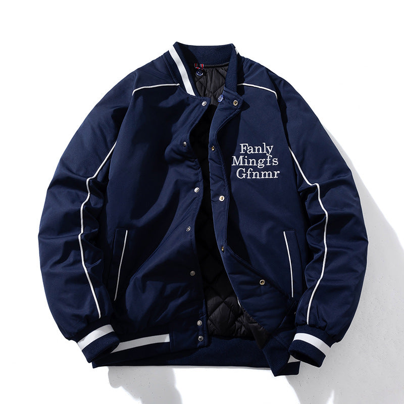 Mens Vintage Jackets Baseball Suit Embroidered Jacket Hooded Flight Suit Cotton Suit