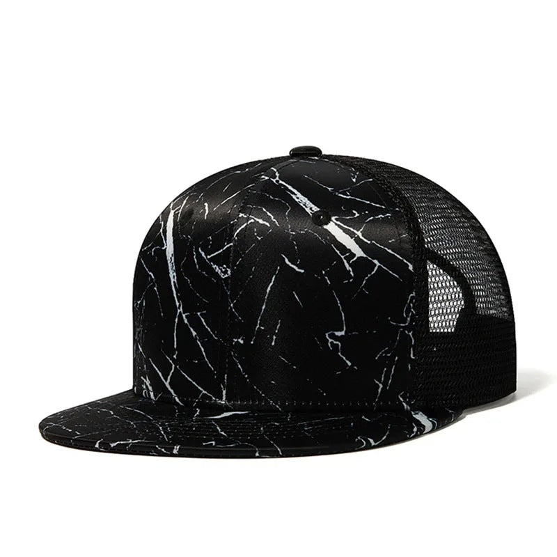 Trendy flat brimmed snapback hatsmesh wide brim sun shade