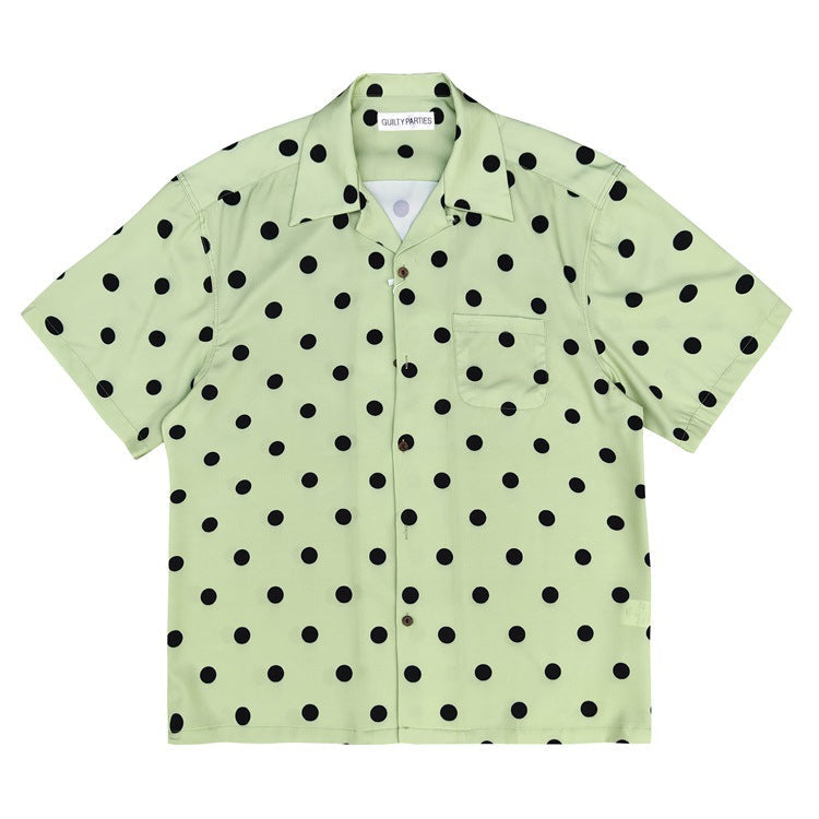 GUILTYPARTIES TIGER Shirts 24ss polka dot glass ball rayon Hawaiian casual short-sleeved shirt