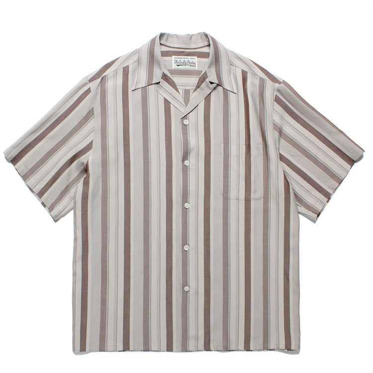 GUILTYPARTIES TIGER Shirts 24ss Striped Classic, Rayon Hawaiian Casual Short Sleeve Shirt Men