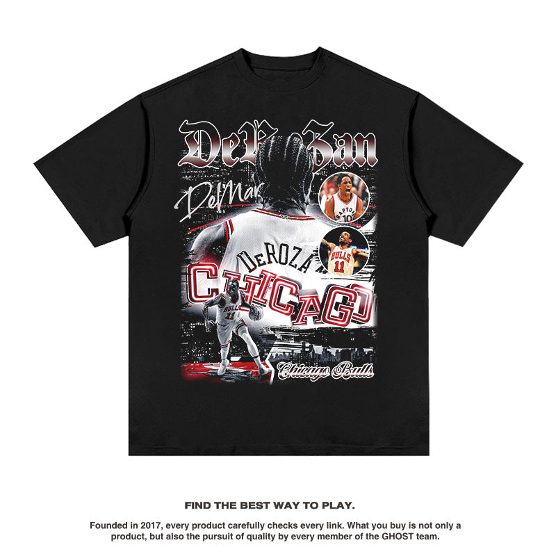 Nba T Shirt Summer Basketball Print Short Sleeve T-shirt Top Men and Women High-quality pure cotton comfortable and trendy clothing