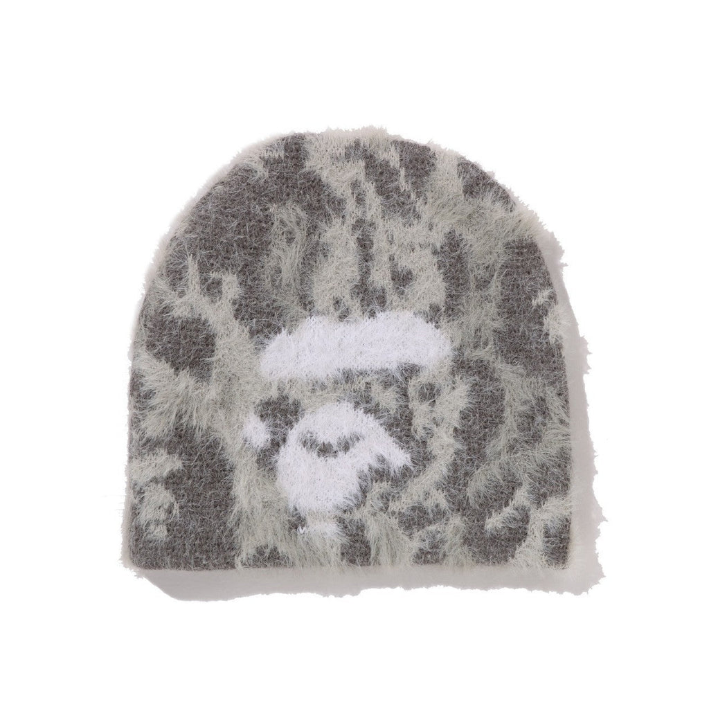 Bathing ape autumn and winter new plush knitted pullover hat tie-dye camouflage