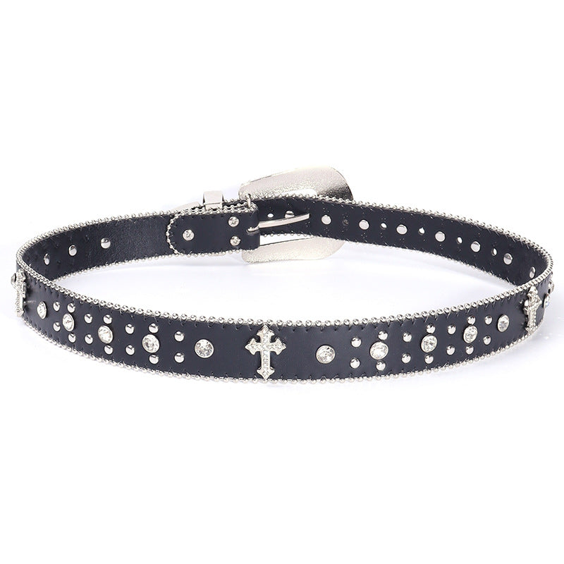 Hip-hop punk rhinestone belt punk style