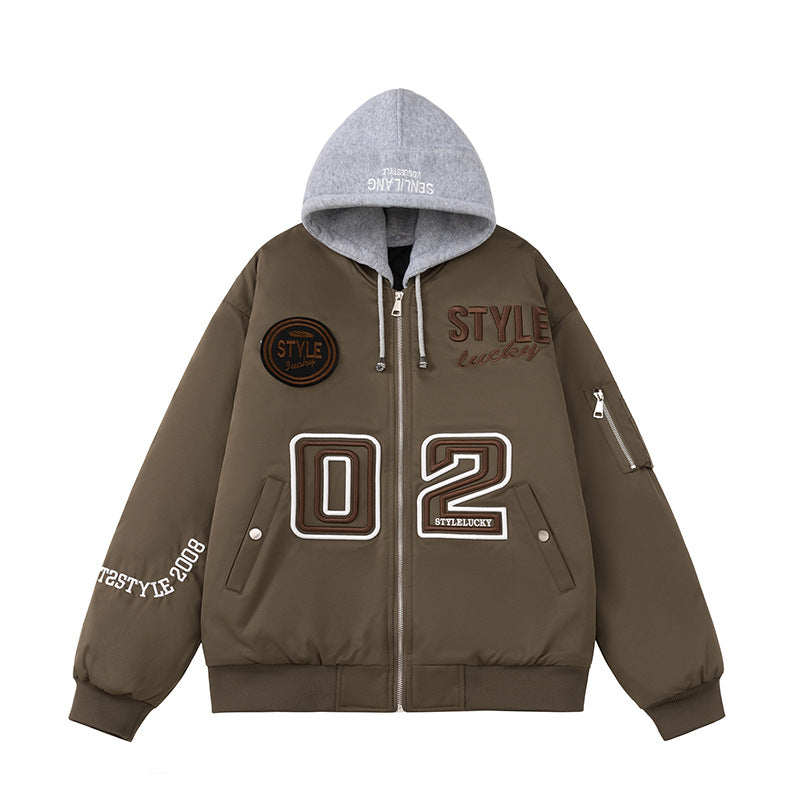 Men Vintage Jackets Baseball Collar Cotton Jacket Casual Warm Baseball Jacket Padded Cotton
