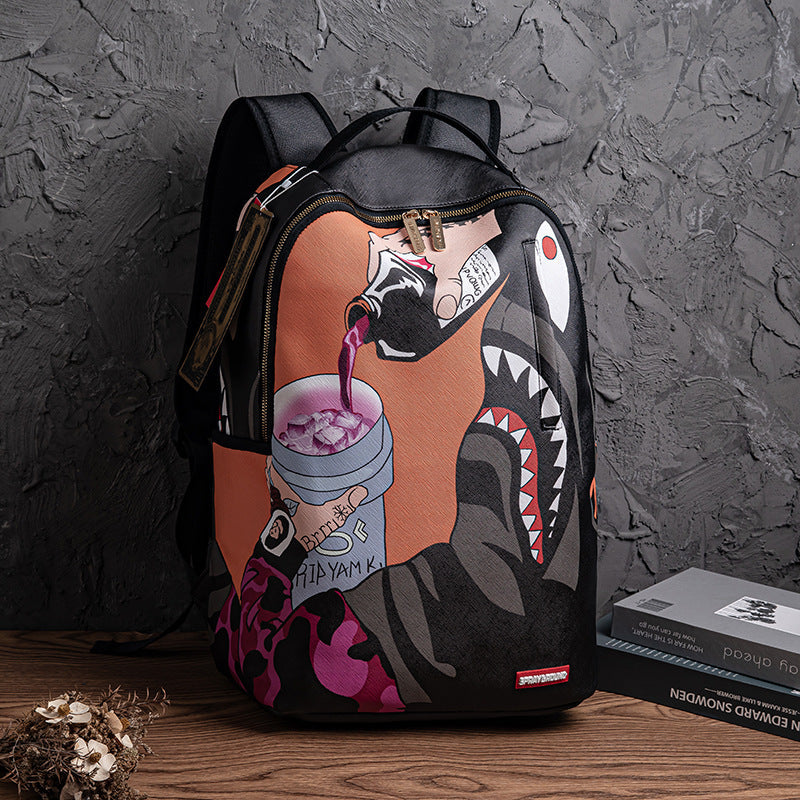 RIP ME OPEN Bag Shark teeth Personality creative backpack Shark funny ugly cute backpacking large capacity luminous