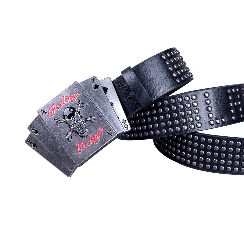 Hip-hop punk rhinestone belt poker board buckle