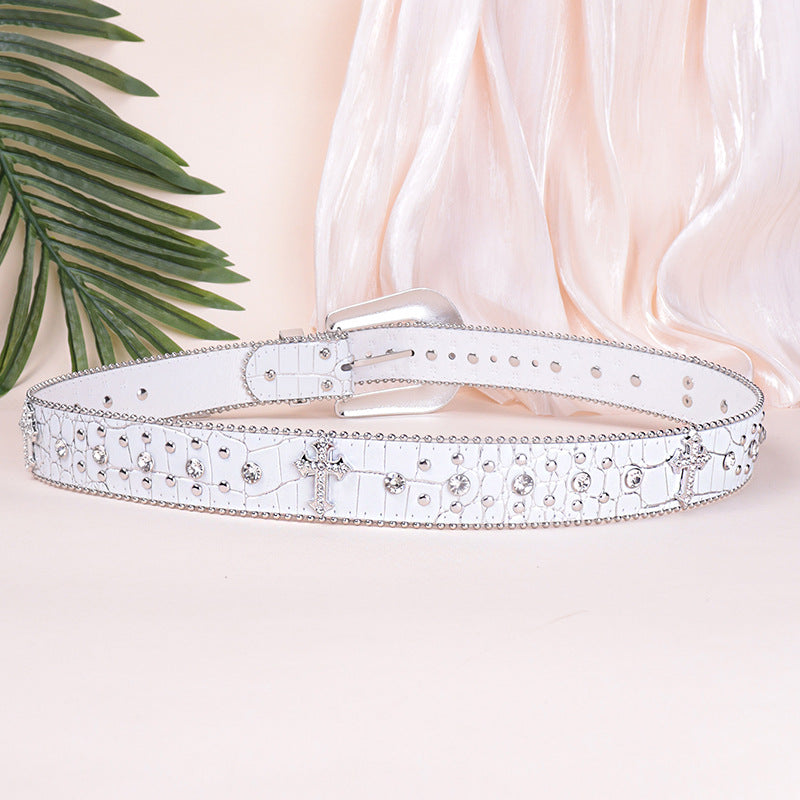 Hip-hop punk rhinestone belt snake pattern diamond