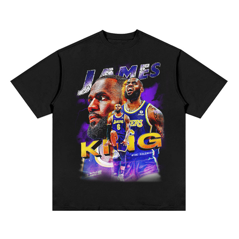 Nba T Shirt James Print Fashion Brand Short Sleeve T-shirt Loose High-quality pure cotton comfortable and trendy clothing