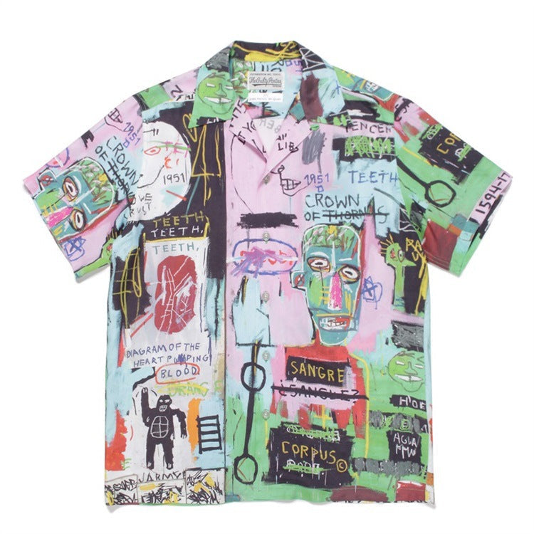 GUILTYPARTIES TIGER Shirts Basquiat graffiti Hawaiian short-sleeved flower shirt for men and women