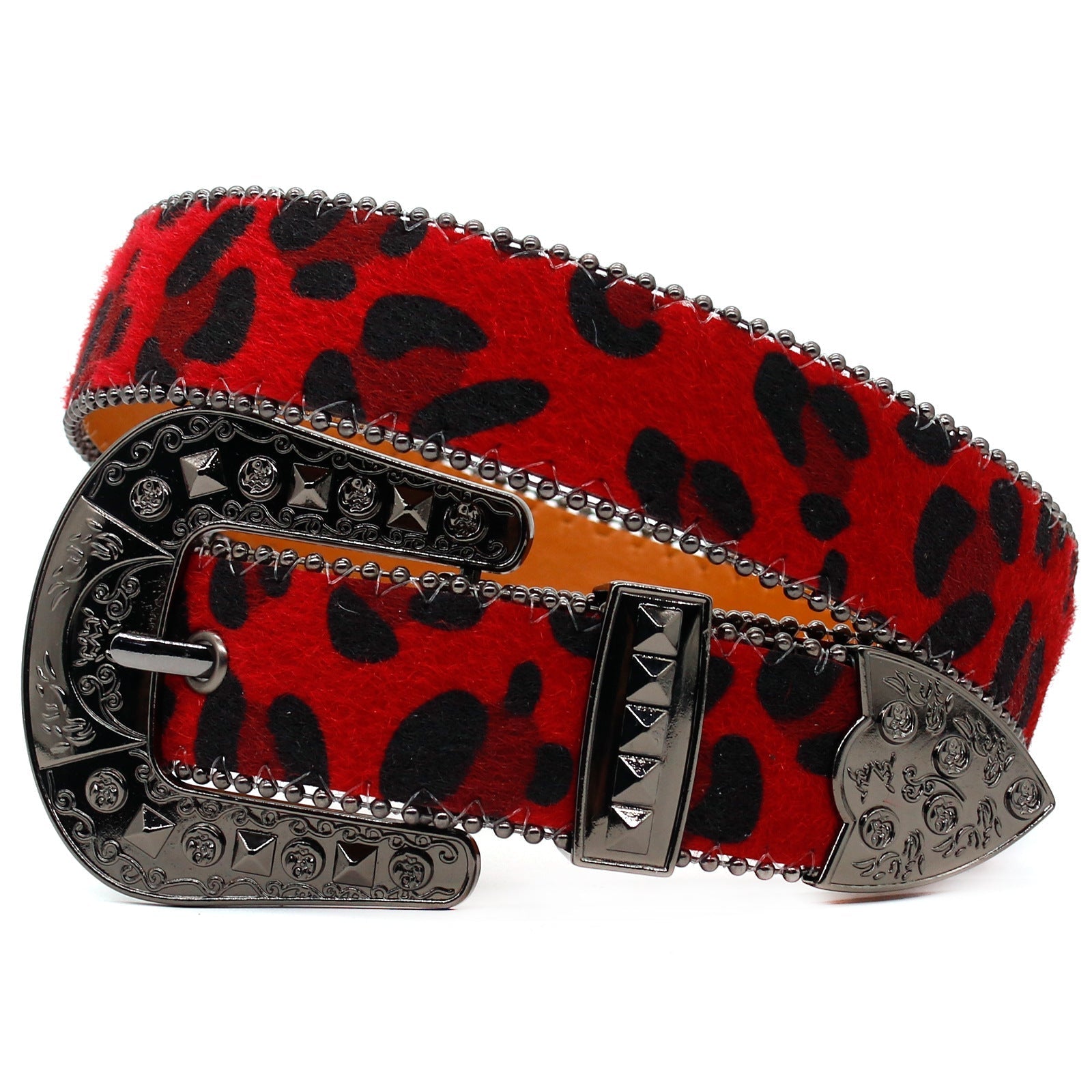 Hip-hop punk rhinestone belt leopard print