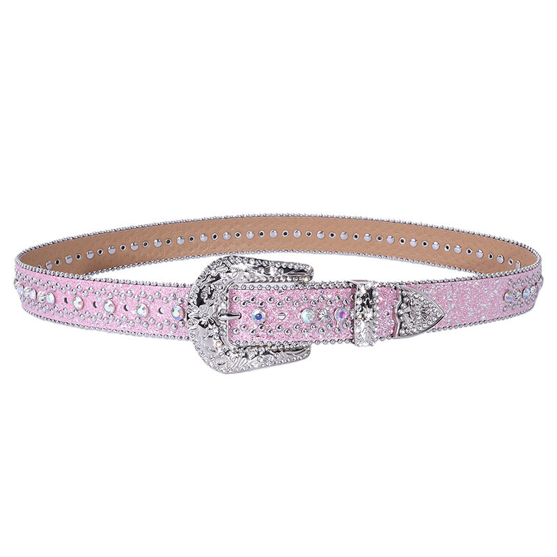 Hip-hop punk rhinestone belt artificial diamond