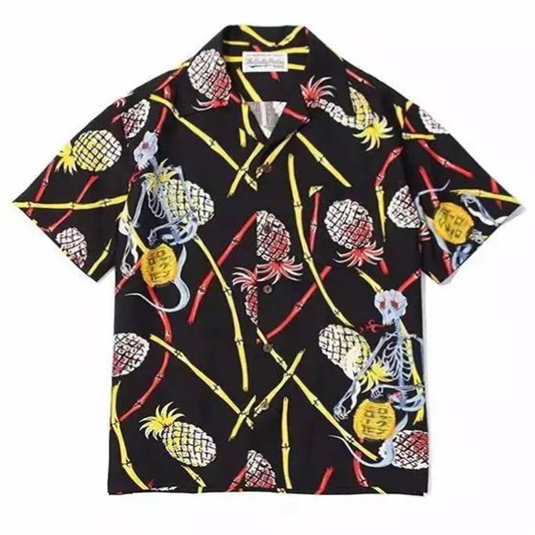 GUILTYPARTIES TIGER Shirts 18SS Heaven Tokyo, covered in pineapple skull Hawaiian short-sleeved shirt