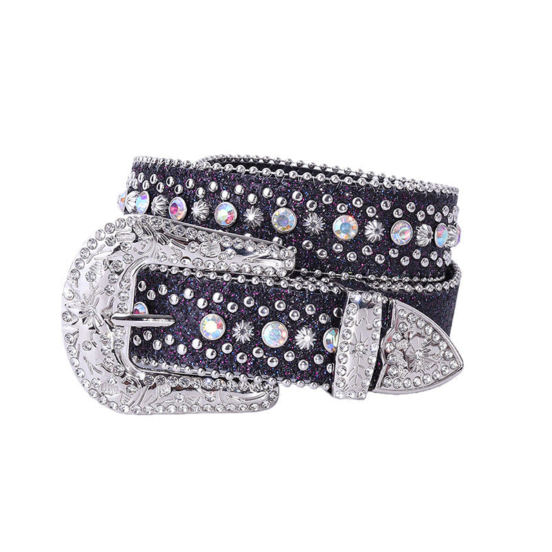 Hip-hop punk rhinestone belt artificial diamond