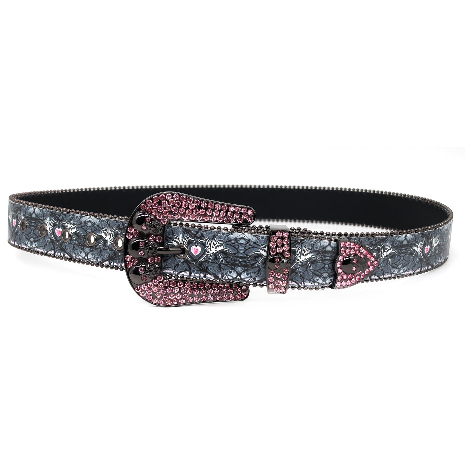 Hip-hop punk rhinestone belt skull alloy pin buckle
