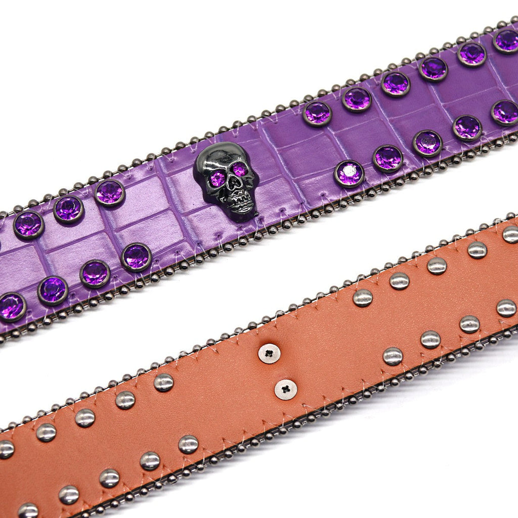 Hip-hop punk rhinestone belt zinc alloy pin buckle punk style