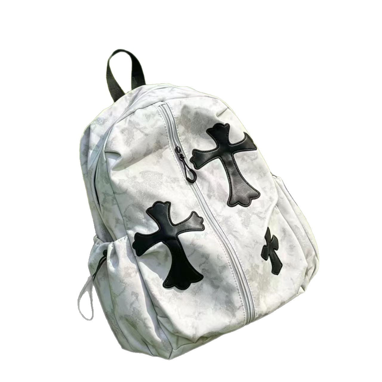 Cross-pattern bag Chrome retro tie-dye printed cross backpack trendy schoolbag leisure travel
