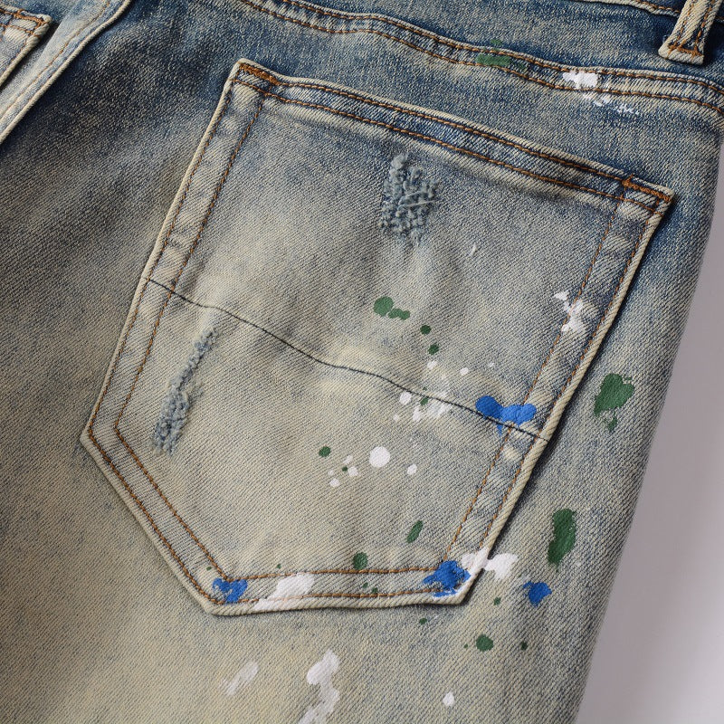 AM Jeans Graffiti Hole & Patch Stretch Slim Fit #883