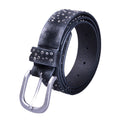 Hip-hop punk rhinestone belt retro perforated rivet ring belt