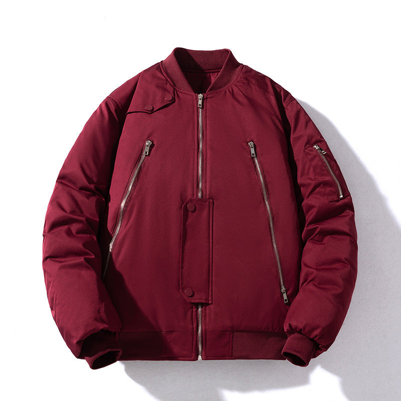 Men's Vintage Jackets Spring Baseball Suit Men's Solid Color Flight Suit