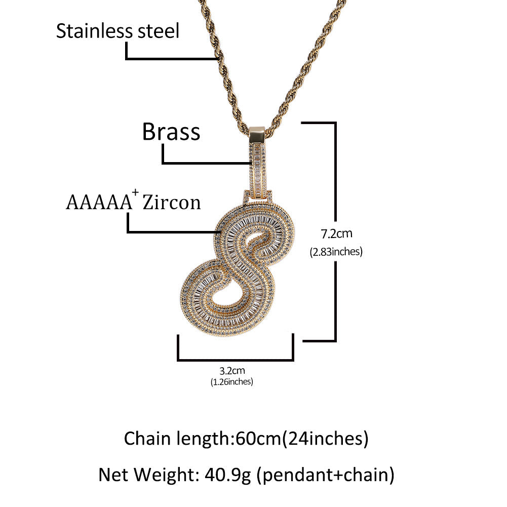Jewelry Hip Hop Jala Letter Pendant Copper Inlaid Zircon Full Diamond Necklace Word Up Spectrum