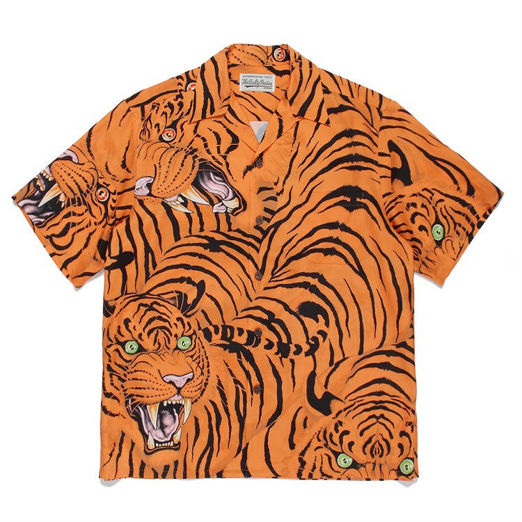 GUILTYPARTIES TIGER Shirts 22SS Cloud Tiger TIM LEHI Dragon Tiger Casual Short Sleeve Hawaiian Shirt Men and Women