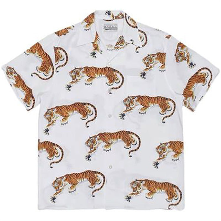 GUILTYPARTIES TIGER Shirts 22ss Limited TIM LEHI Downhill Tiger Hawaiian Short Sleeve Shirt Men's and Women's