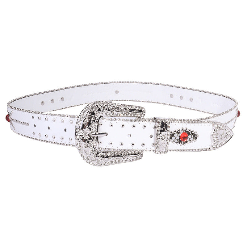 Hip-hop punk rhinestone belt colorful gemstone y2k belt