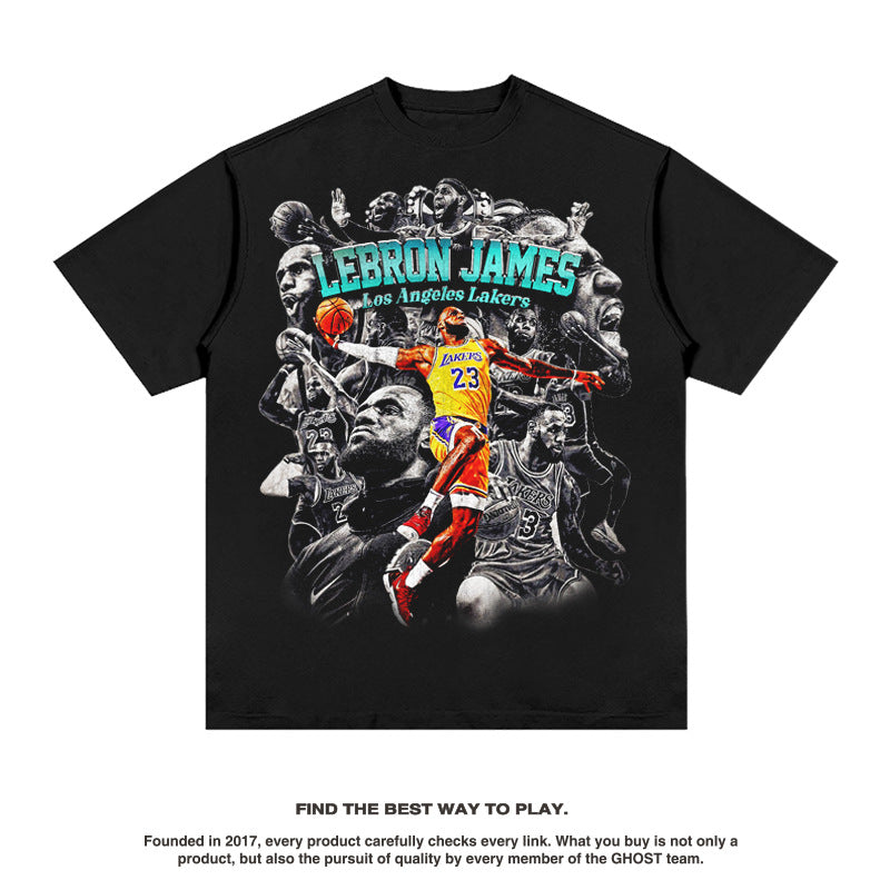 Nba T Shirt James Printed Short Sleeve T-shirt High-quality pure cotton comfortable and trendy clothing