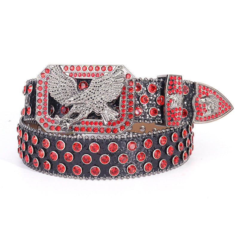 Hip-hop punk rhinestone belt eagle plate buckle