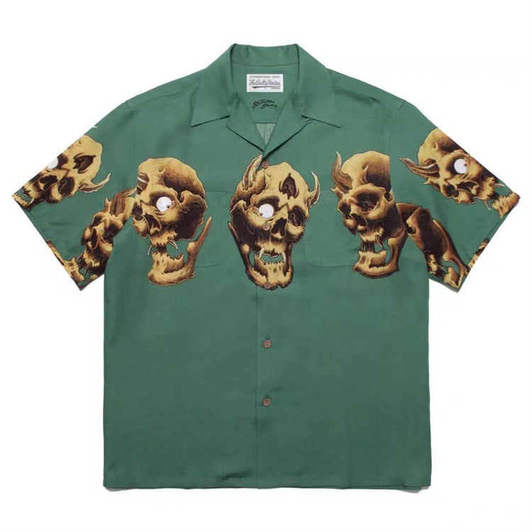 GUILTYPARTIES TIGER Shirts 21AW 56 TATTOO Tattoo, Skull Hawaiian Short Sleeve Shirt Men
