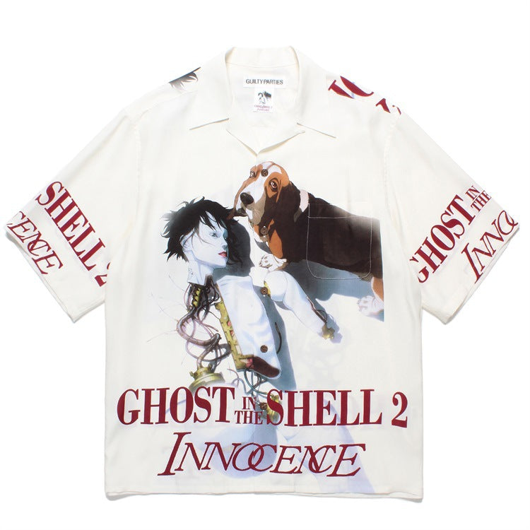 GUILTYPARTIES TIGER Shirts 24ss Ghost in the Shell 2 Innocent Hawaiian Rayon Short Sleeve Shirt