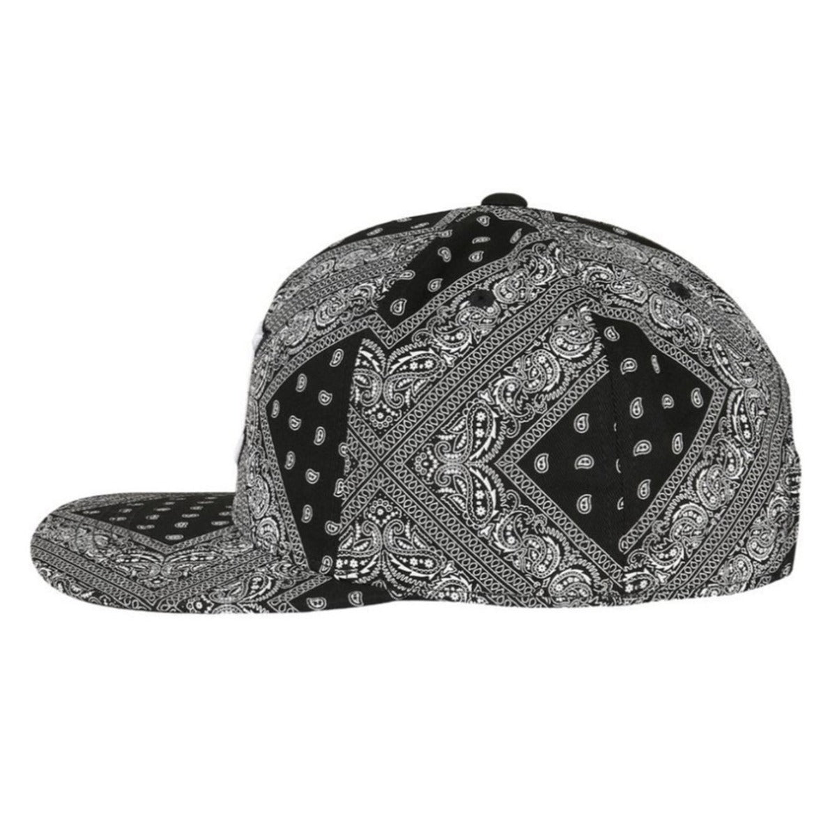Trendy flat brimmed snapback hatscashew pattern sun shade
