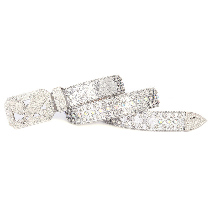 Hip-hop punk rhinestone belt eagle plate buckle