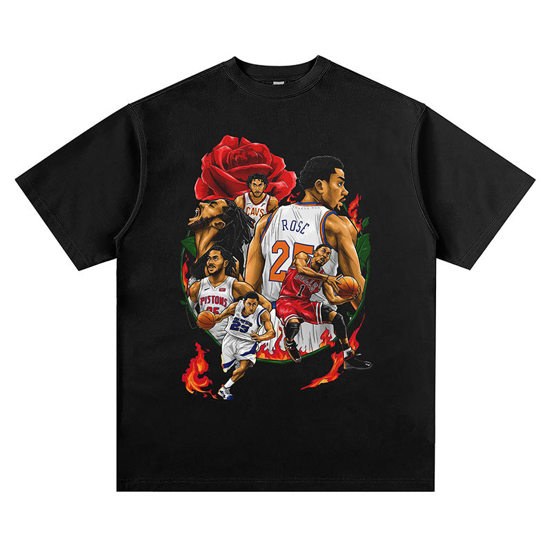 Nba T Shirt Printed Short-Sleeved T-shirt Loose Men's and Women's Basketball High-quality pure cotton comfortable and trendy clothing