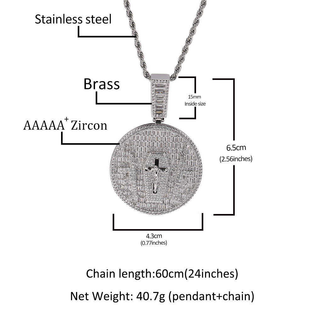 Jewelry Summer Cross Pendant Full Diamond Necklace Spectrum Far East