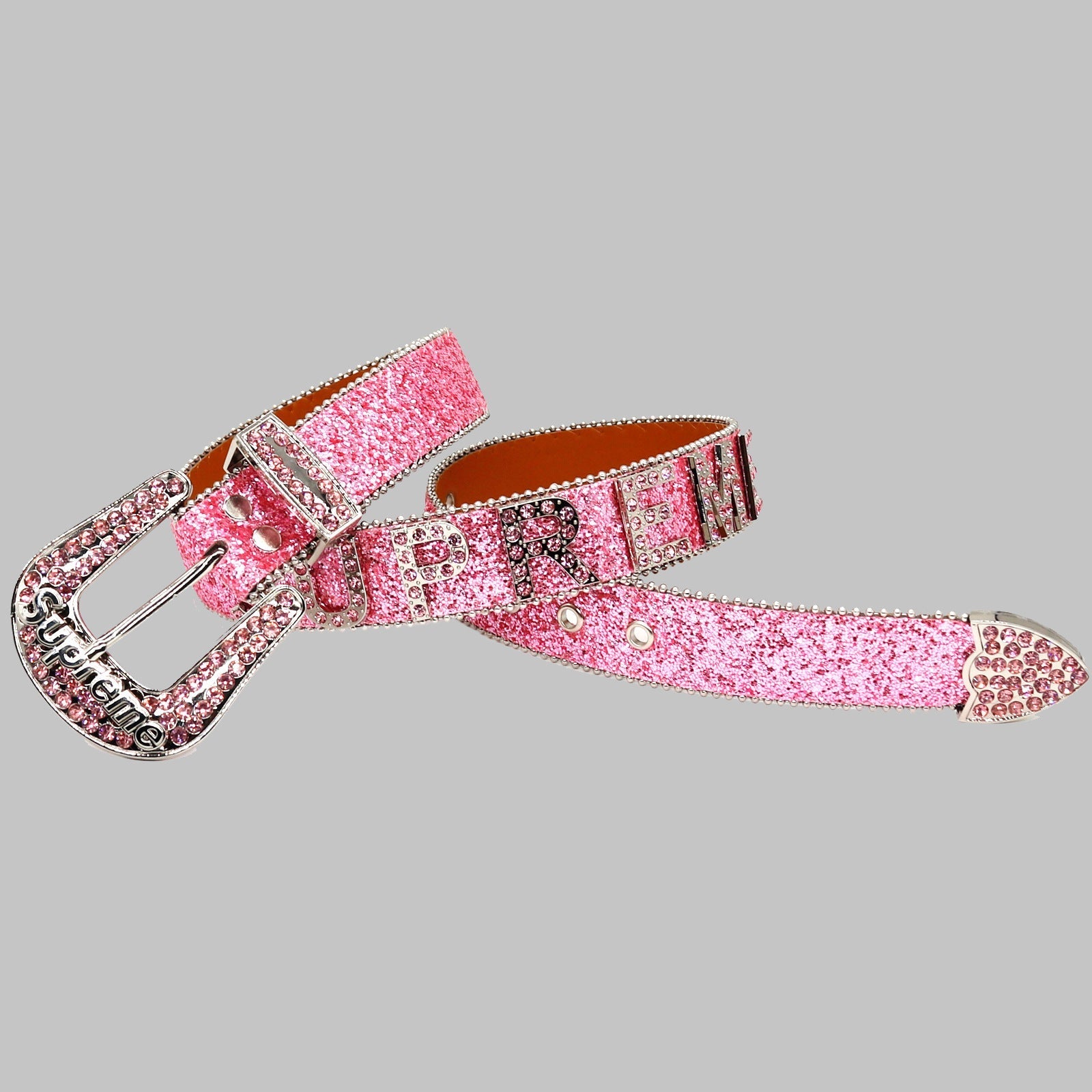 Hip-hop punk rhinestone belt glitterlettersupreme belt
