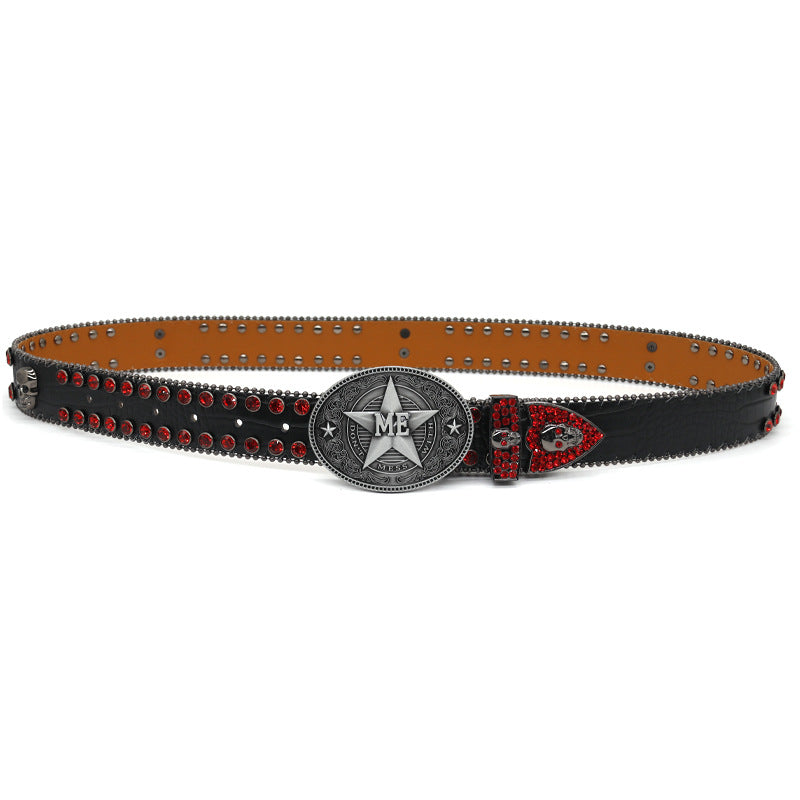 Hip-hop punk rhinestone belt dark style