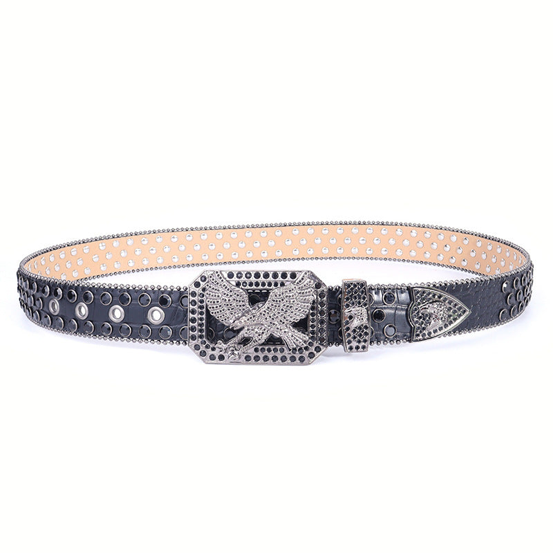 Hip-hop punk rhinestone belt eagle plate buckle