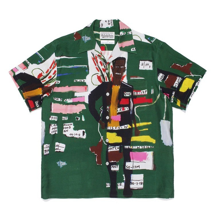 GUILTYPARTIES TIGER Shirts Basquiat graffiti Hawaiian short-sleeved flower shirt for men and women