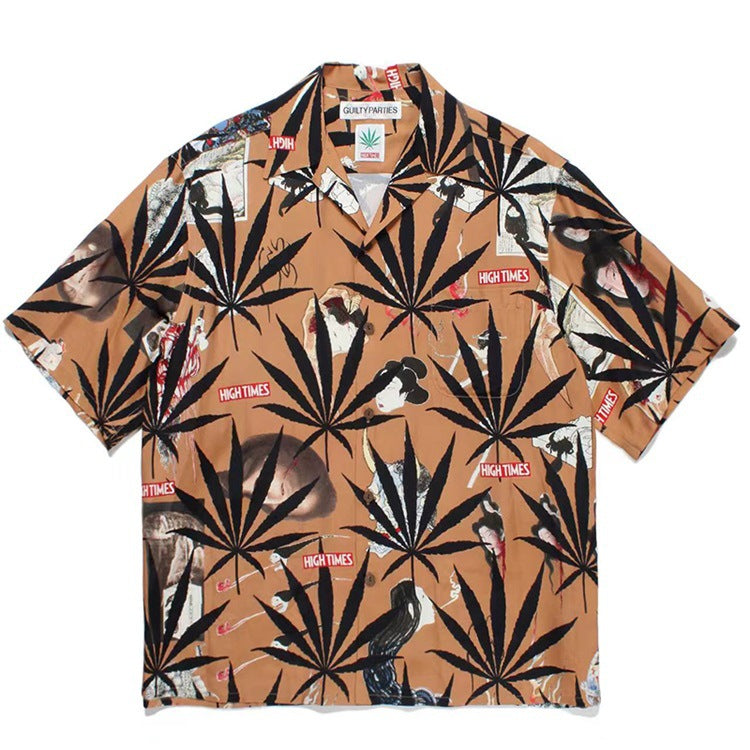 GUILTYPARTIES TIGER Shirts High Times Original Poster Lick Mama Hawaiian Short Sleeve Shirt