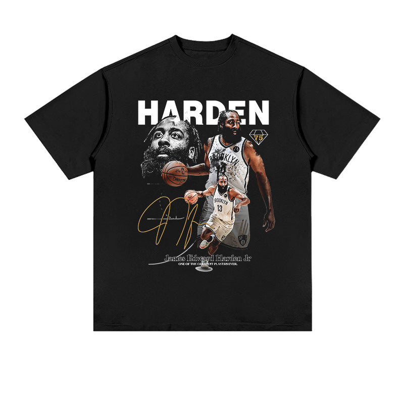 Nba T Shirt James Printed Short-Sleeved T-shirt Heavy Washed Distressed Male and Female Trendy Brand Top High-quality pure cotton comfortable and trendy clothing