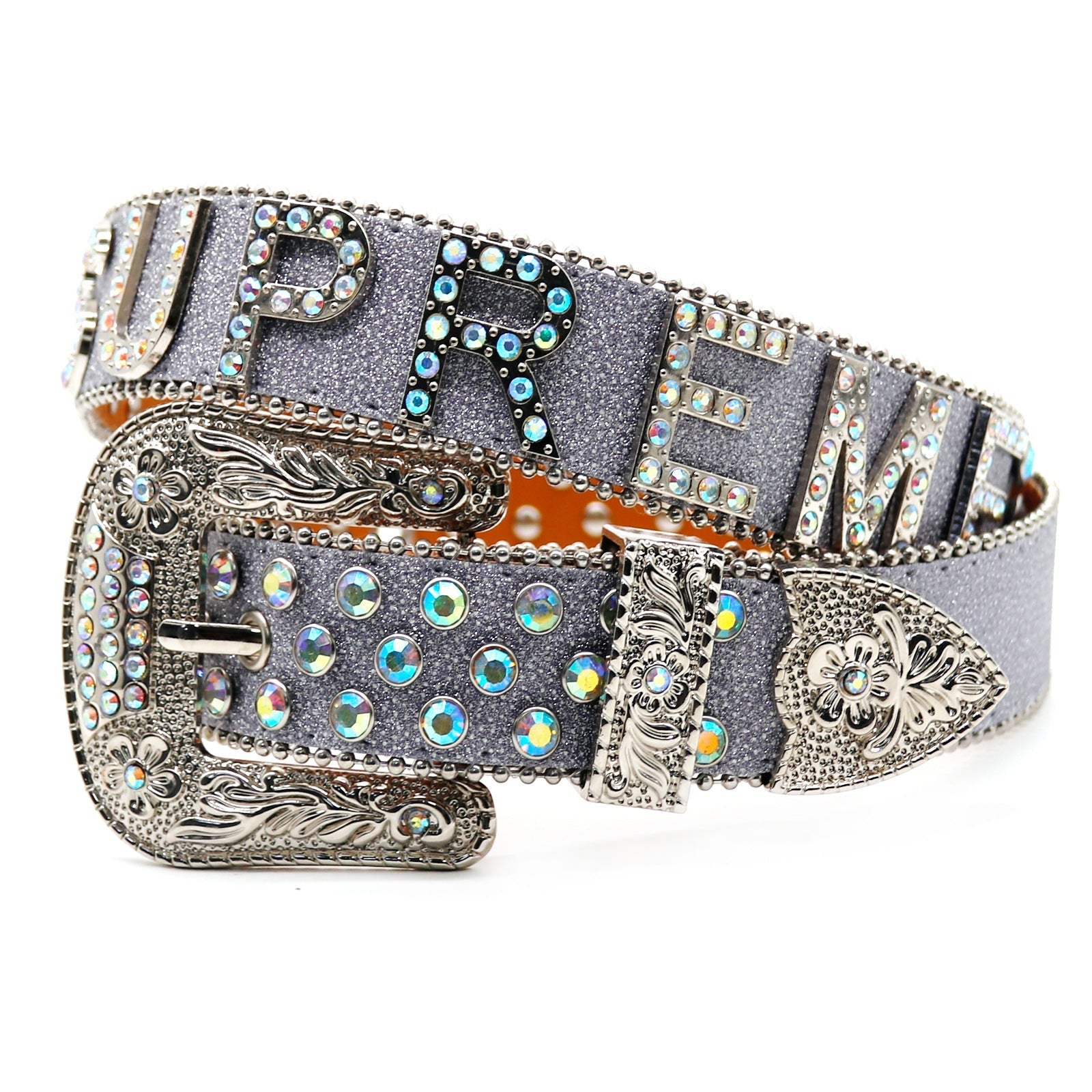Hip-hop punk rhinestone belt exaggerated letter accessories