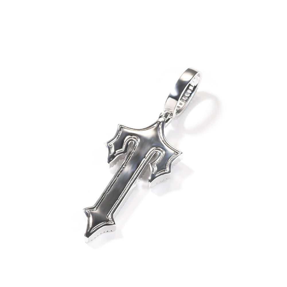 Jewelry Hip Hop T Letter Pendant Gold Set T Square Zircon Necklace Armament Crosses Egypt Pieces St. Valentine's